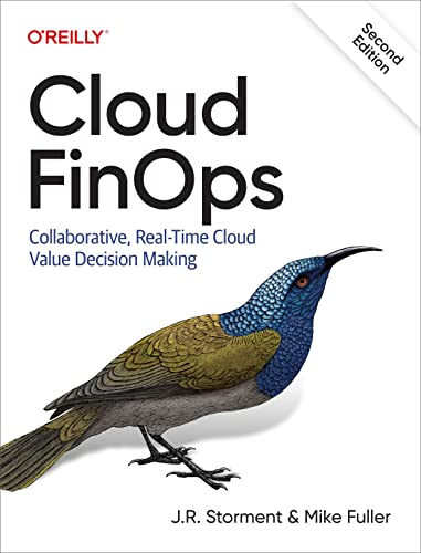 Book cover: “Cloud FinOps: Collaborative” with a colorful hummingbird.