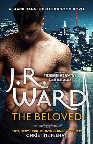 Book cover: Muscular man with tattoos, city skyline, and title "The Beloved.
