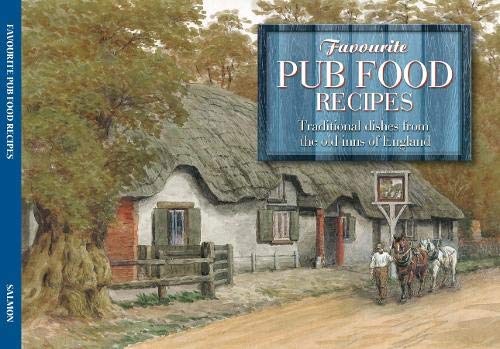 Cookbook cover depicting a thatched-roof pub with people and horses.