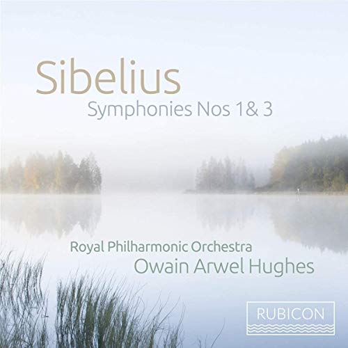 CD cover for Sibelius Symphonies Nos. 1 & 3 with misty landscape.