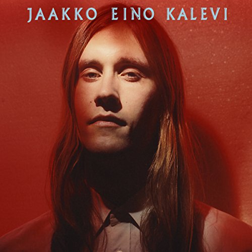 Portrait of Jaakko Eino Kalevi against a red background with his name above him.