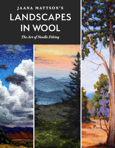 Book cover featuring needle-felted landscape art: trees, mountains, and skies.