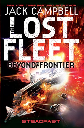 Book cover: Spaceships in battle with fiery explosions, title “The Lost Fleet.”