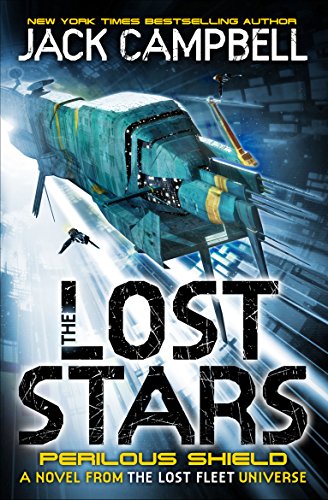 Book cover: spaceship in space with bold title "The Lost Stars".