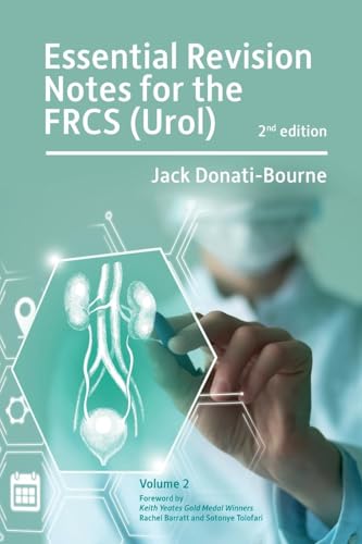 Medical textbook cover, blue and white, with text for urology surgical exam revision.