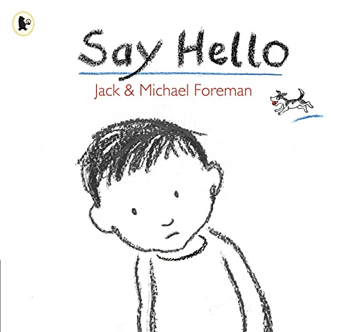 Book cover with a sketched portrait of a young boy and a small dog.