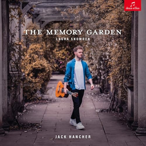 Album cover for "The Memory Garden" by Jack Hancher, featuring a man with a guitar.