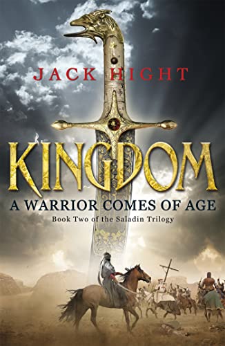 Book cover: sword, battlefield, and rider against a stormy sky.