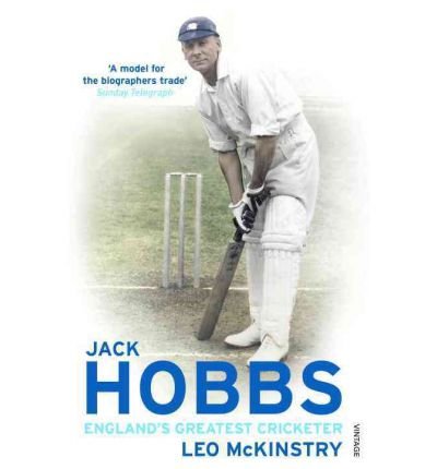 Book cover featuring Jack Hobbs, a cricketer in vintage whites, with a bat.