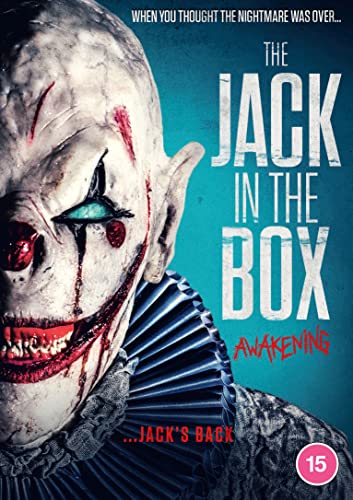 DVD cover for horror film "Jack In The Box Awakening" featuring a clown.