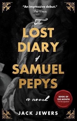 Book cover featuring a historical portrait with gold text reading The Lost Diary of Samuel Pepys.