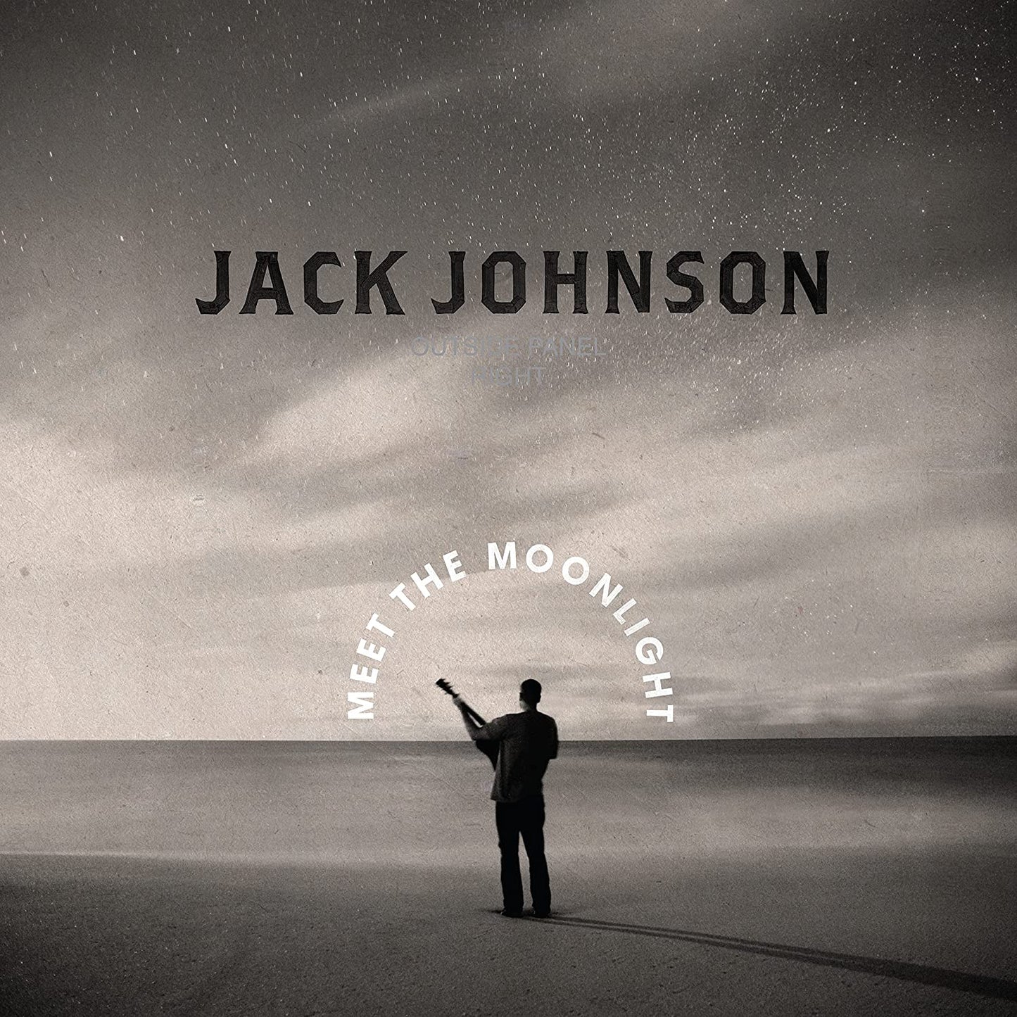 Jack Johnson album cover: man with guitar silhouetted against ocean and stars.