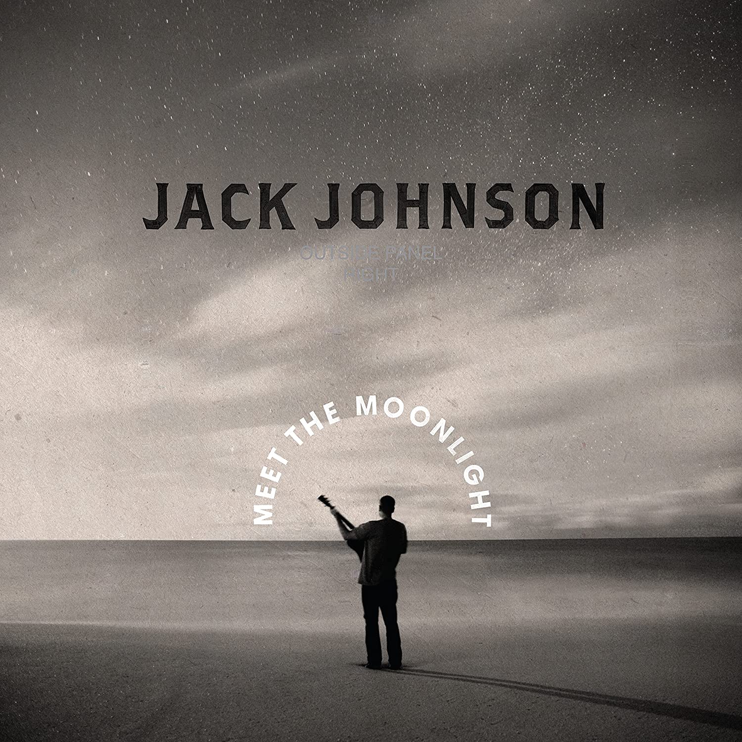 Jack Johnson album cover: man with guitar silhouetted against ocean and stars.