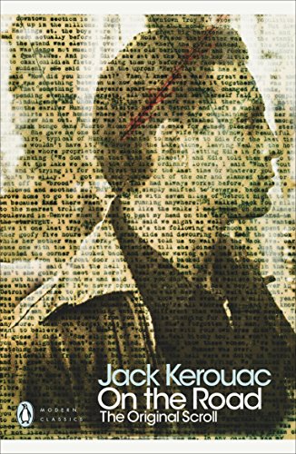 Book cover with Jack Kerouac's profile, text overlay, and Penguin Modern Classics logo.