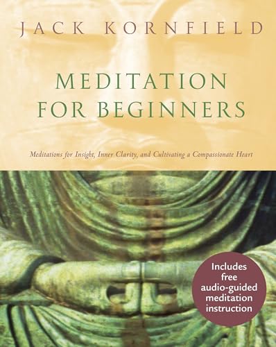 Book cover: "Meditation For Beginners" with a Buddha statue detail.
