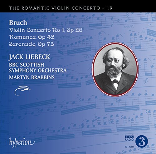 CD cover with blue background, sheet music, and portrait of a bearded man.