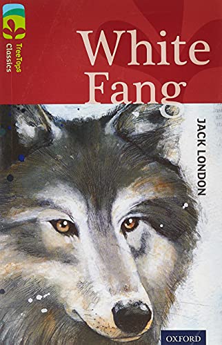 Book cover of “White Fang” featuring a painted wolf’s head.
