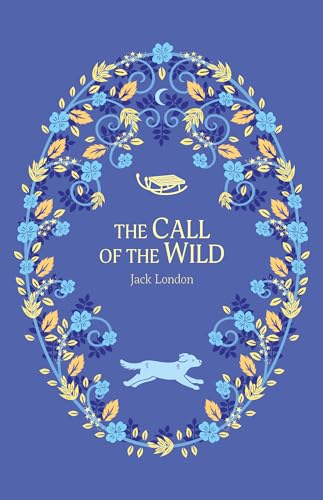 Book cover for "The Call of the Wild" with floral frame and dog.
