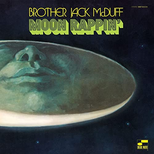 Album cover for Jack McDuff’s “Moon Rappin’” featuring a moon illustration.