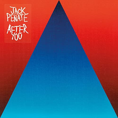 Album cover for Jack Peñate’s “After You” with a blue triangle on red.