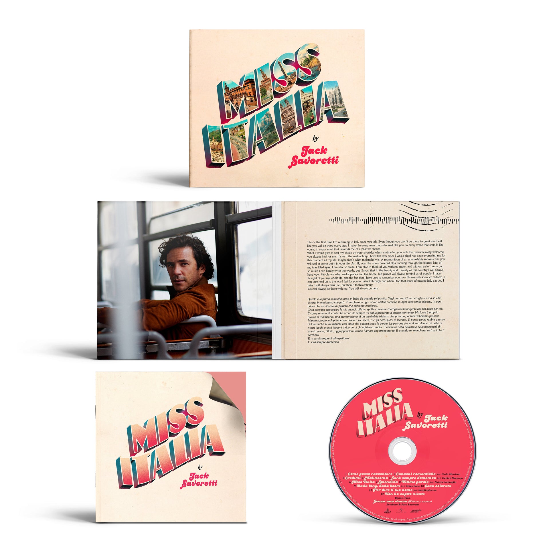 Jack Savoretti "Miss Italia" CD in jewel case, open to lyric booklet.