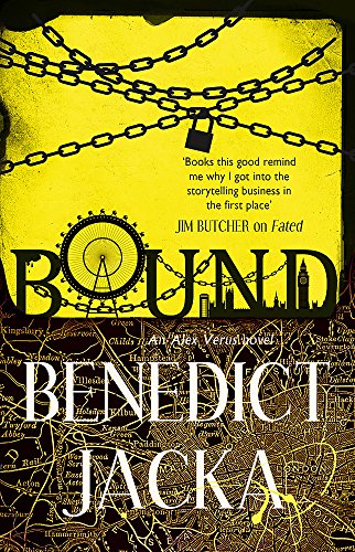 Book cover: “Bound” by Benedict Jacka, with chains and London map.