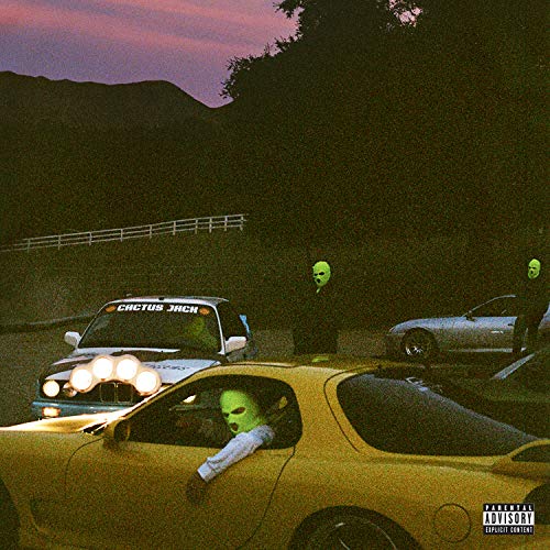 Album cover with figures in cars against a dusky desert landscape.