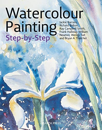 Book cover featuring a watercolor painting of a white iris against a blue background.