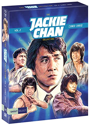 Blu-ray cover for "Jackie Chan Collection 2" featuring painted portraits of Jackie Chan.