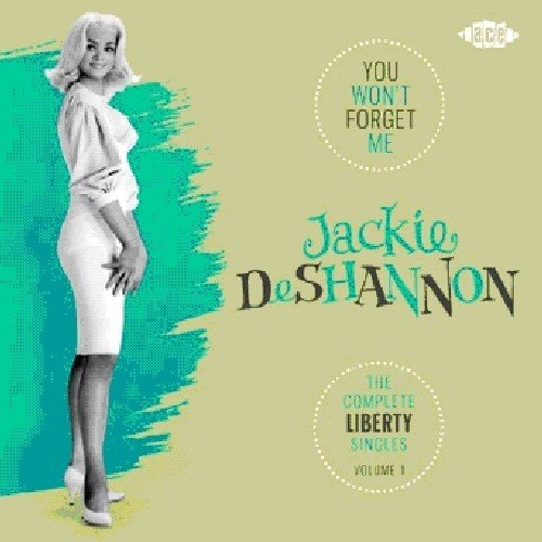 CD cover featuring Jackie DeShannon, a blonde woman in a white dress, on green background.