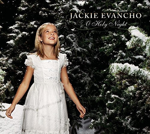 Jackie Evancho album cover, young girl in white dress, snowy background.