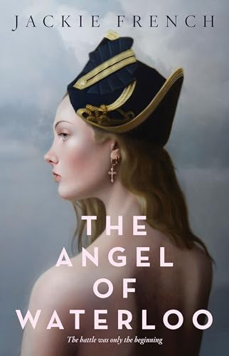 Book cover: woman in Napoleonic hat, profile view, pink title text.