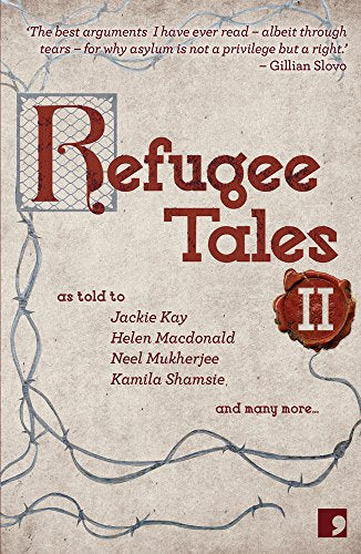 Book cover for “Refugee Tales: Volume II: 2” with barbed wire imagery.