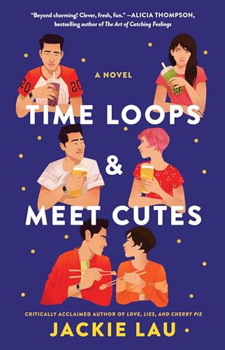 Book cover with illustrated characters and the title “Time Loops & Meet Cutes.”