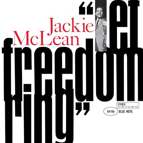 Jackie McLean’s “Let Freedom Ring” vinyl album cover with portrait.