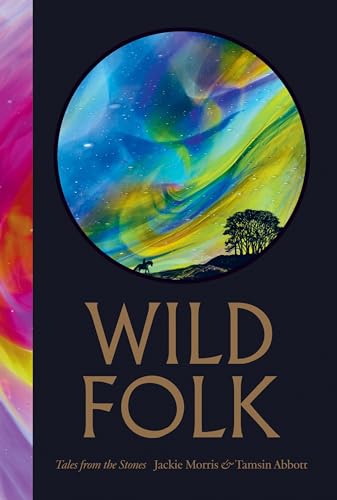 Book cover: "Wild Folk" with colorful, swirling sky and silhouetted trees.