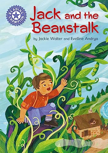 Book cover: Jack climbing a beanstalk, with a house below.