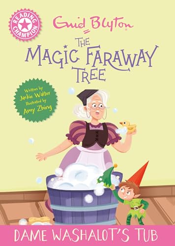 Book cover: Dame Washalot in a tub with a child and elf.