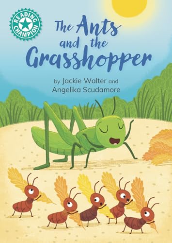 Book cover depicting a green grasshopper and several red ants.