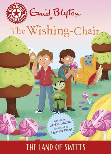Book cover: children in a candy land with a wishing-chair.
