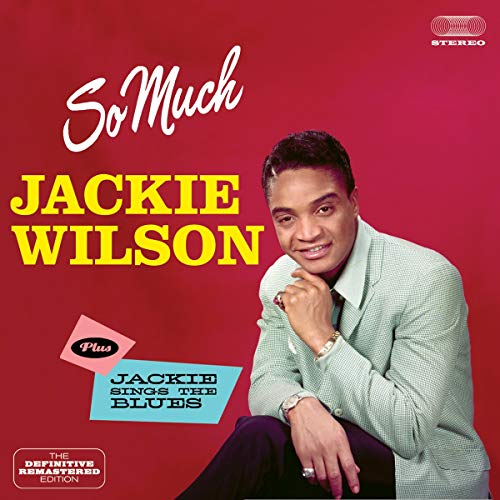 Jackie Wilson album cover, red background, portrait of the singer.