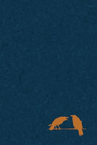 Dark blue journal cover with silhouettes of two ravens on a branch.