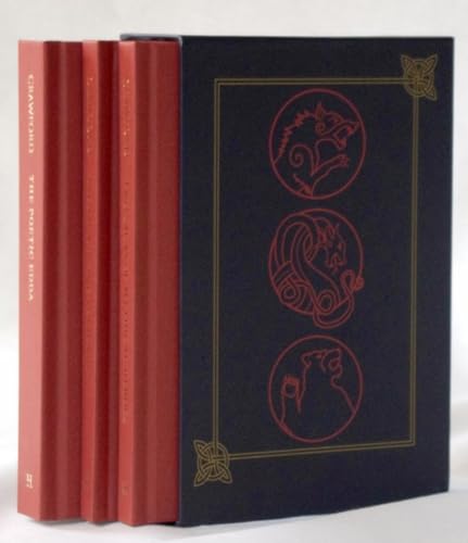 Red and navy blue boxed set of three books with Norse designs.