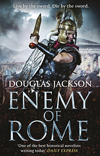 Book cover featuring a Roman soldier with sword and shield, stormy background.