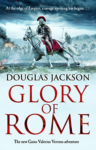Book cover: Roman soldier on horseback amidst battle and mountains.