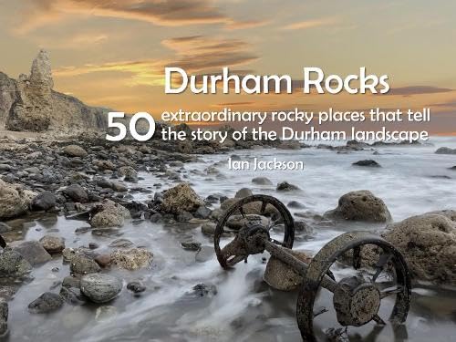 Book cover featuring a rocky coastline and old machinery wheels.