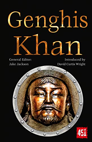 Book cover featuring a portrait of Genghis Khan inside a metallic circular frame.
