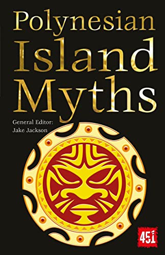 Book cover for "Polynesian Island Myths" with a golden sun-like design.
