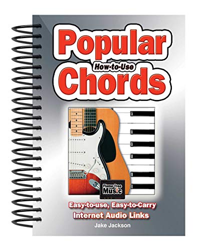 Spiral-bound music book with "Popular Chords" title and guitar image.