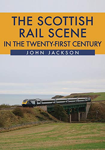 Book cover featuring a modern train on a Scottish coastal railway.